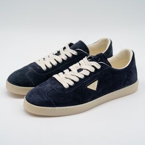 size 8uk 9 US Prada Lane Dark Blue Navy Suede Sneakers Triangle logo